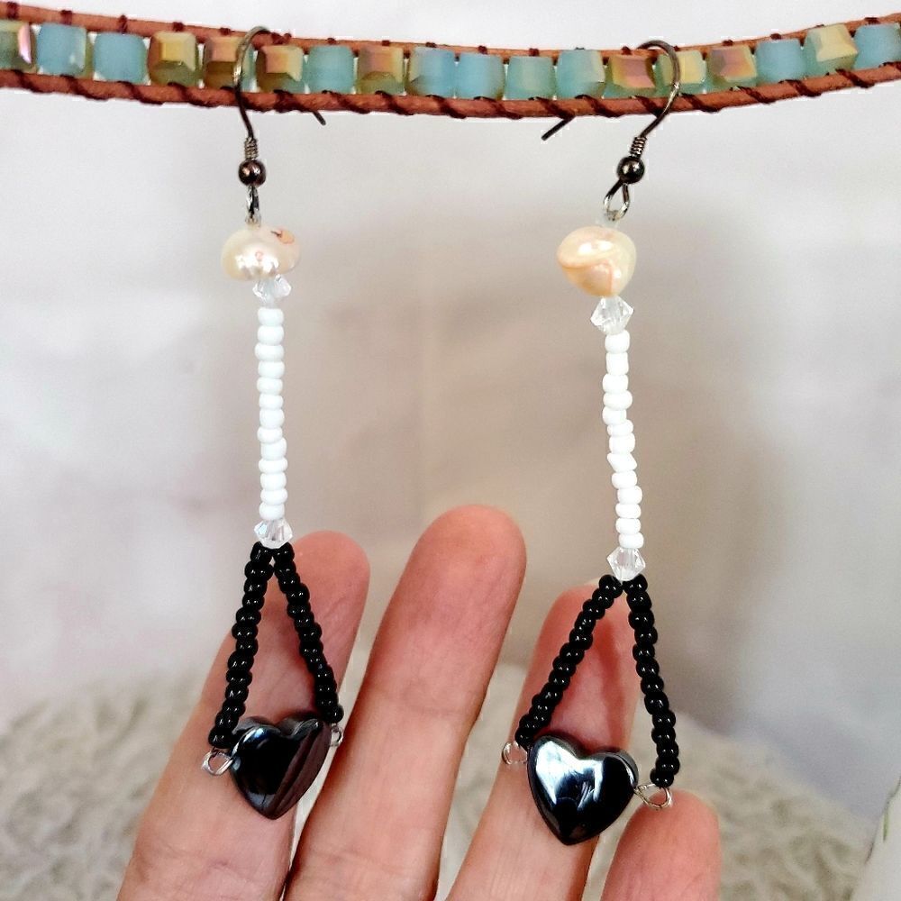 Handmade quality beaded drop earrings